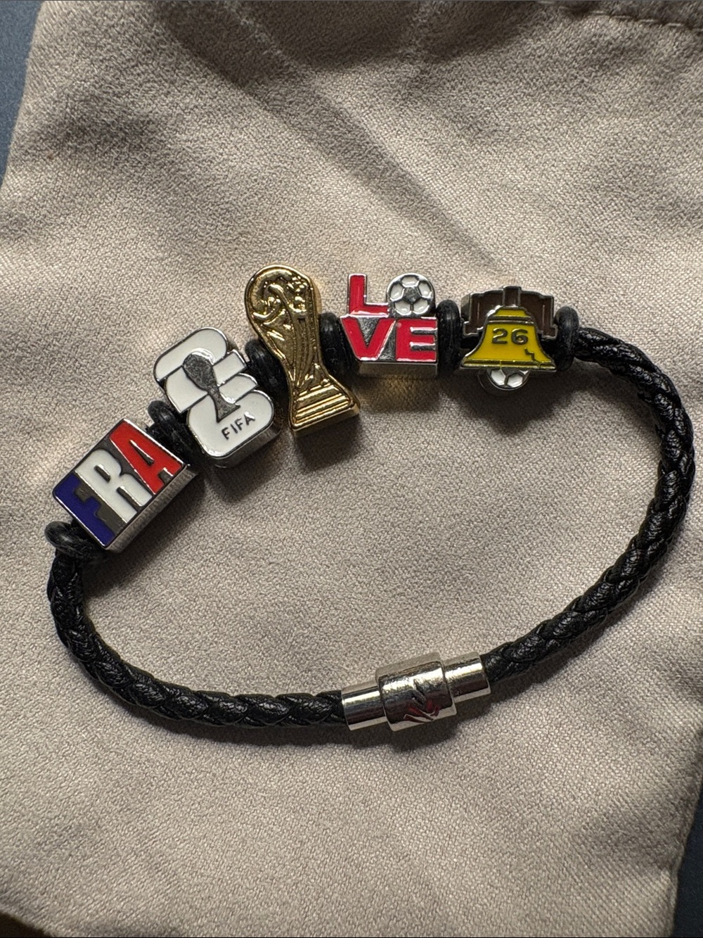 FIFA World Cup Charm Leather Bracelet - Black